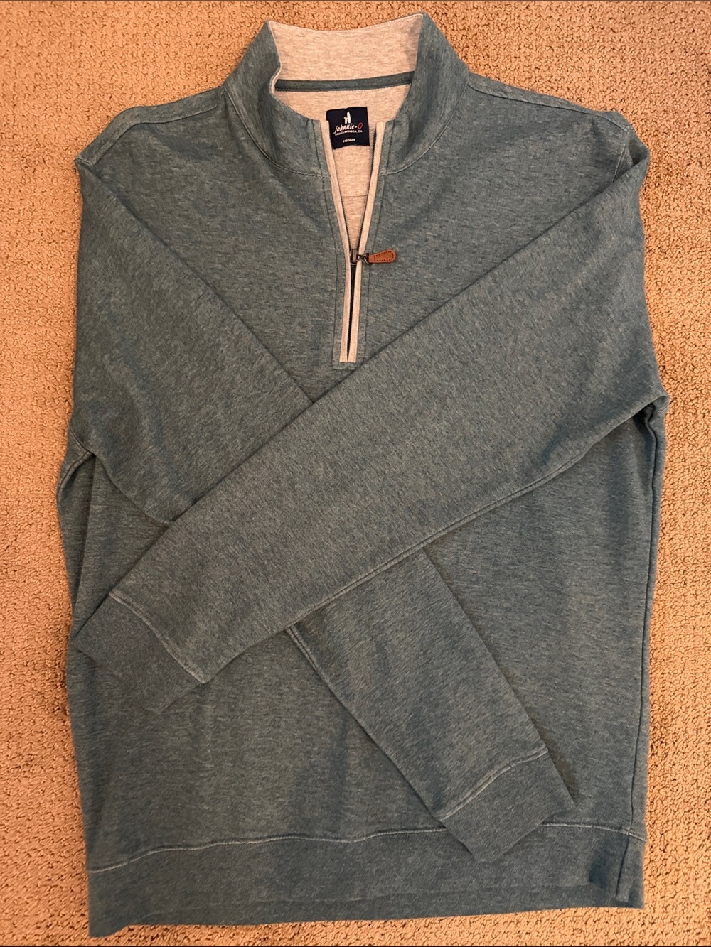 johnnie-O Teal Heather Quarter-Zip Pullover
